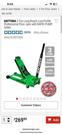 Daytona 3 ton floor jack long reach