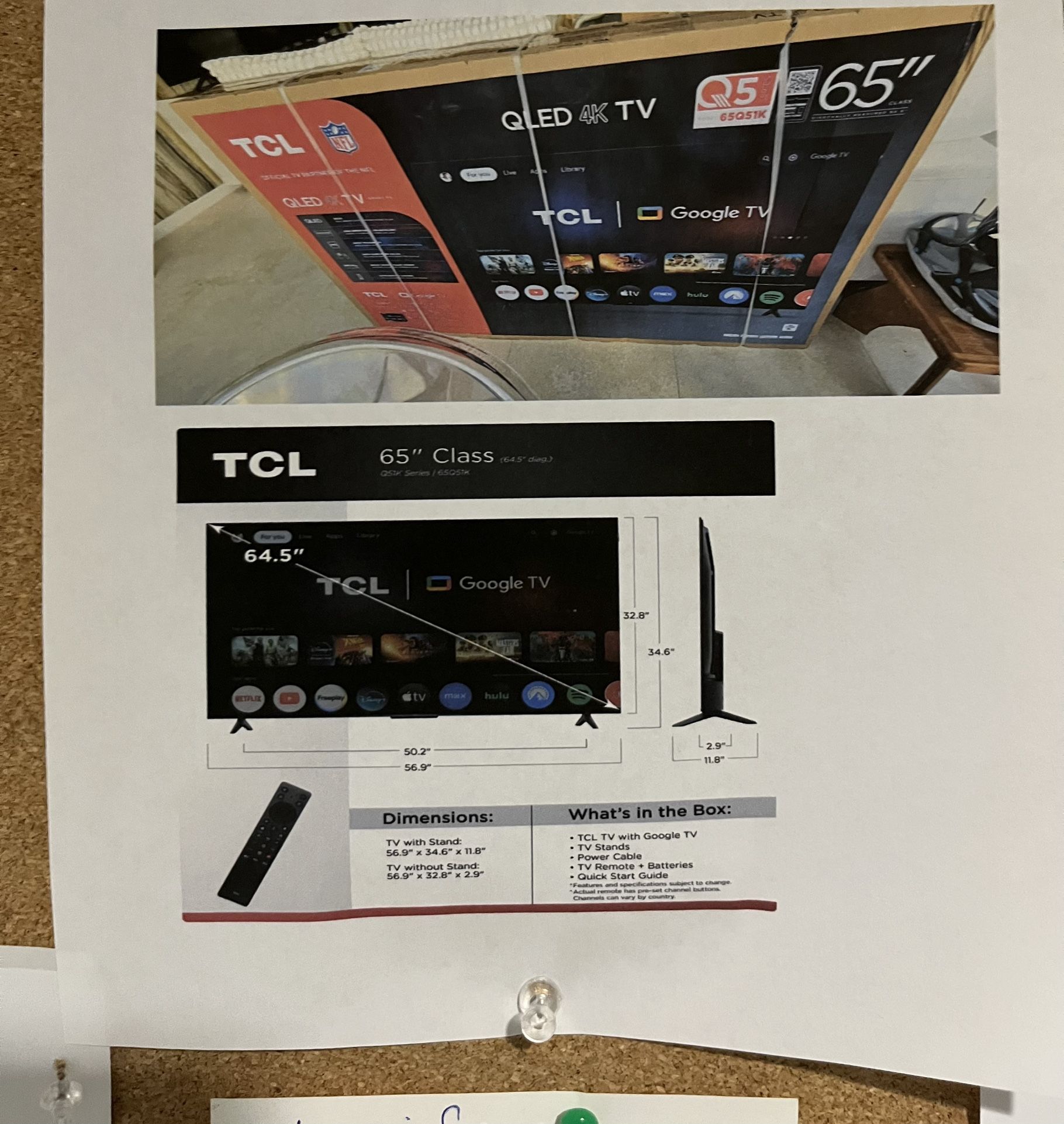 Brand New TCL 65” QLED 4K Smart TV (Sealed in Box)