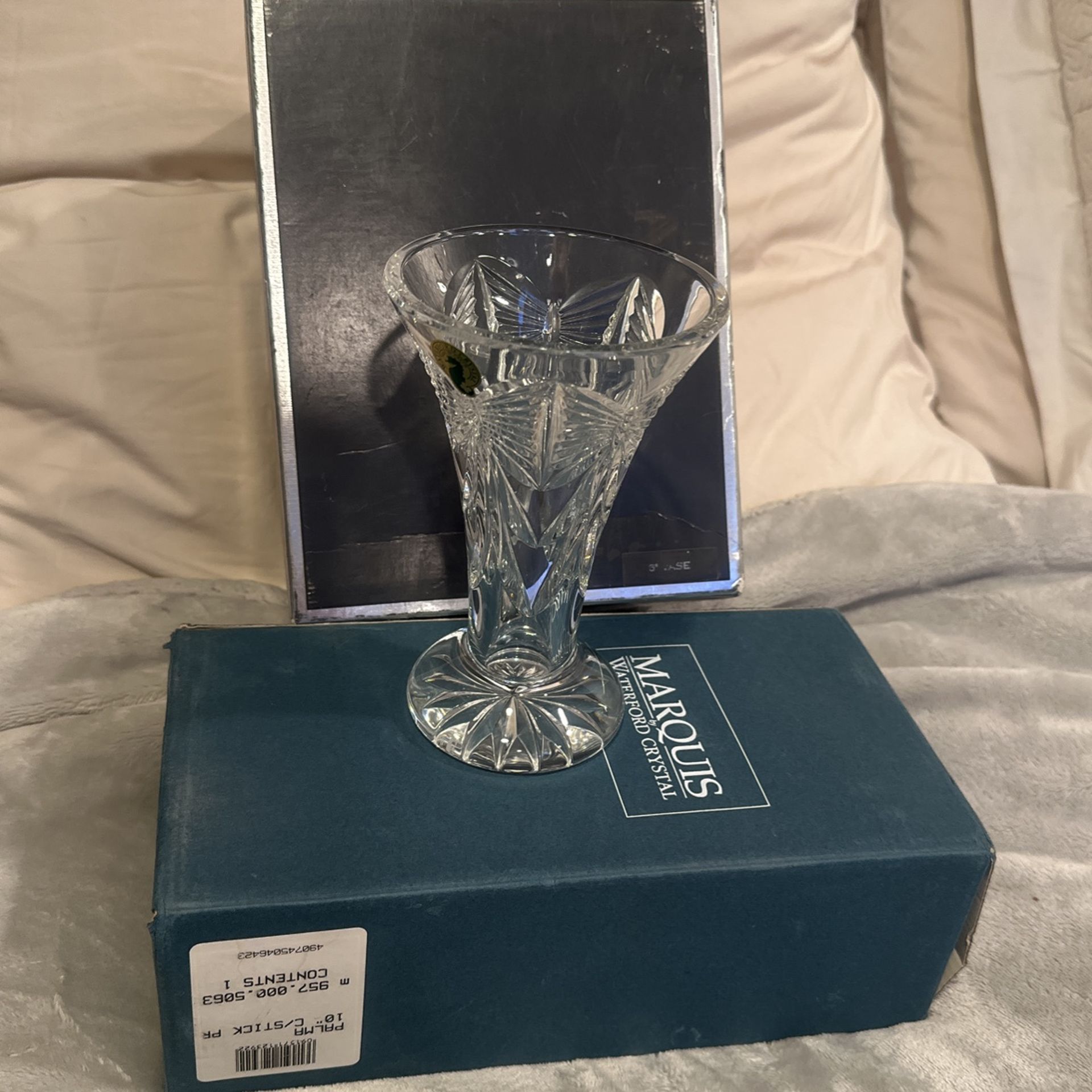 Never Used Waterford 6” Crystal Best Wishes Vase