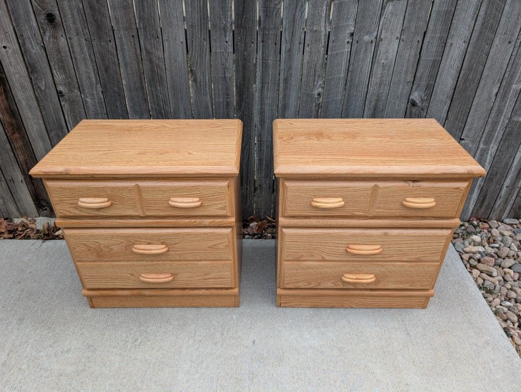 Oak Nightstands, Set Of 2