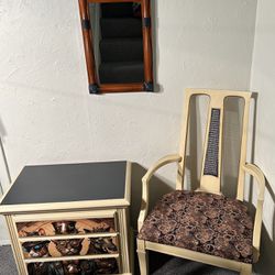 Steampunk Furniture Trio Small Dresser Stand , Chair And Mirror