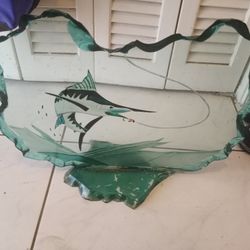 Marlins Etched Glass