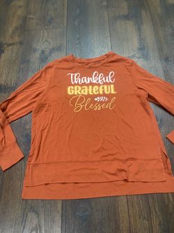 Women’s fall orange thankful sweater size large positive tees #15