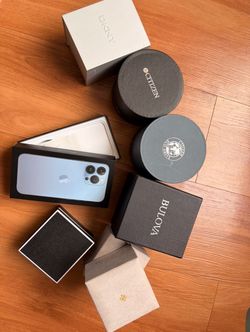 Empty watch, iPhone, jewelry boxes