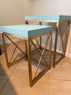 Turquoise and Gold Nesting Tables