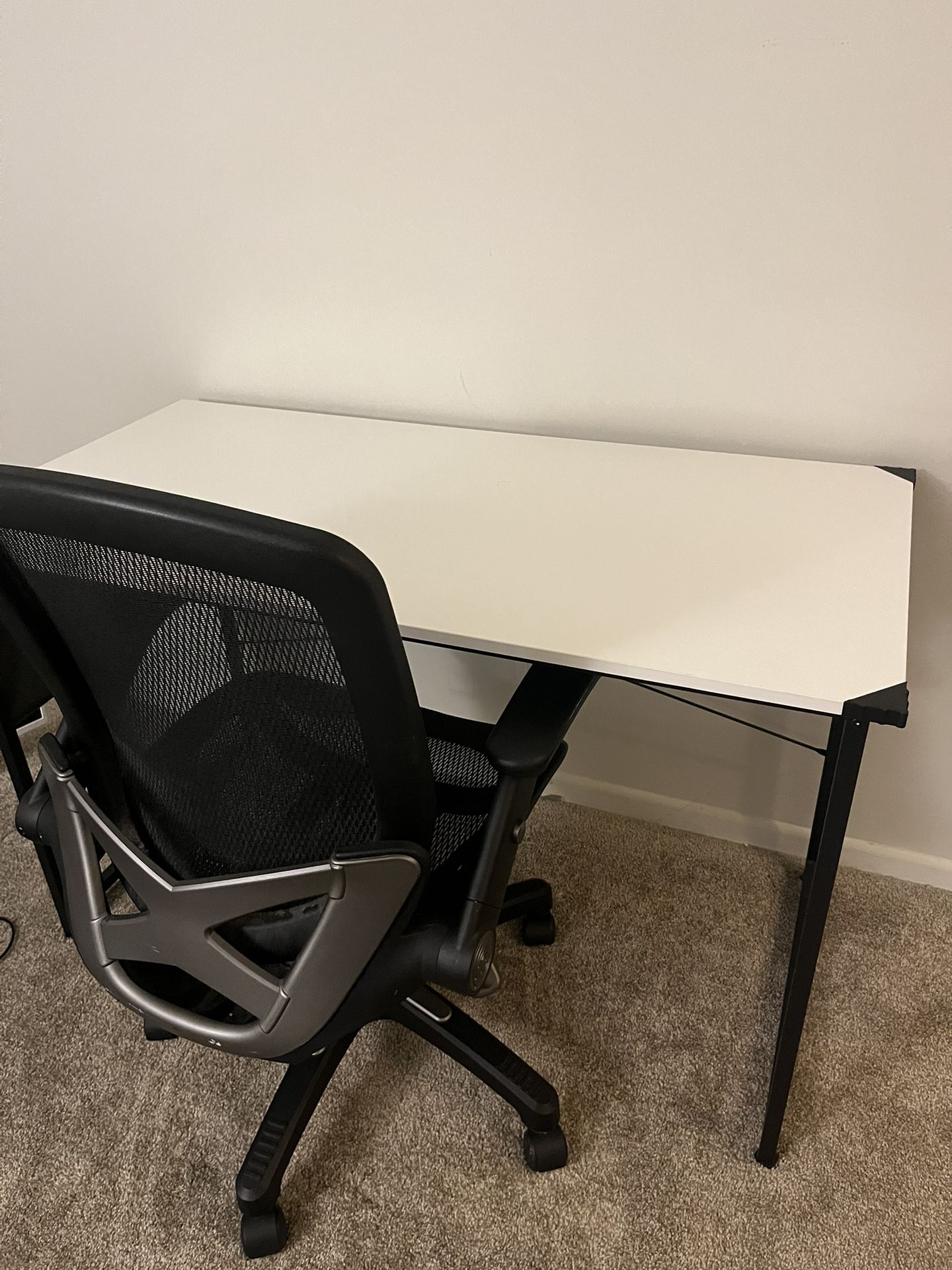 White Desk + Rolling Chair 