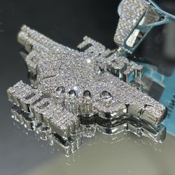 Trust No One Statement Men’s Pendant SS Moissanite 2.95ct VS, D COLOR