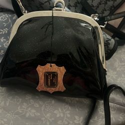 Vintage Italian Hand Bag Black And Silver