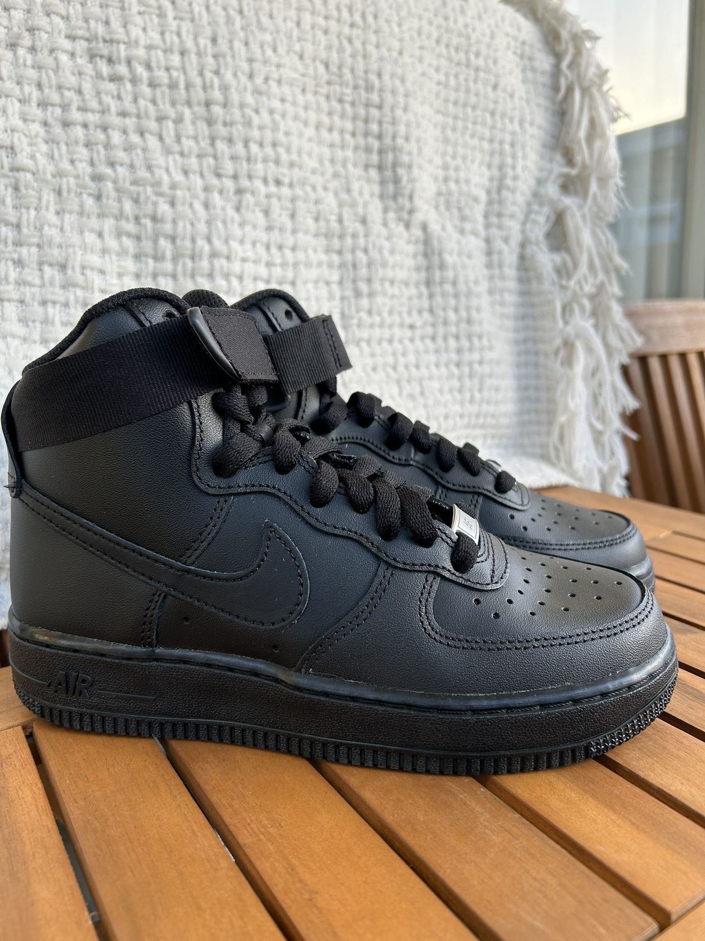 Brand New Nike Air Force High Top Triple Black Sneakers Women's