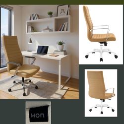 HON Executive Office Chair High Back Office Chair Ribbed Leather Computer Desk Chair Sale