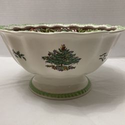 Spode 11.5" Christmas Tree Grove Gadroon Pedestal Serving Dish Bowl w Original Box - England 