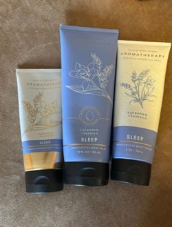 Bath & Bodyworks Aromatherapy Lavender Vanilla Body Wash, Body Cream, Foot Cream