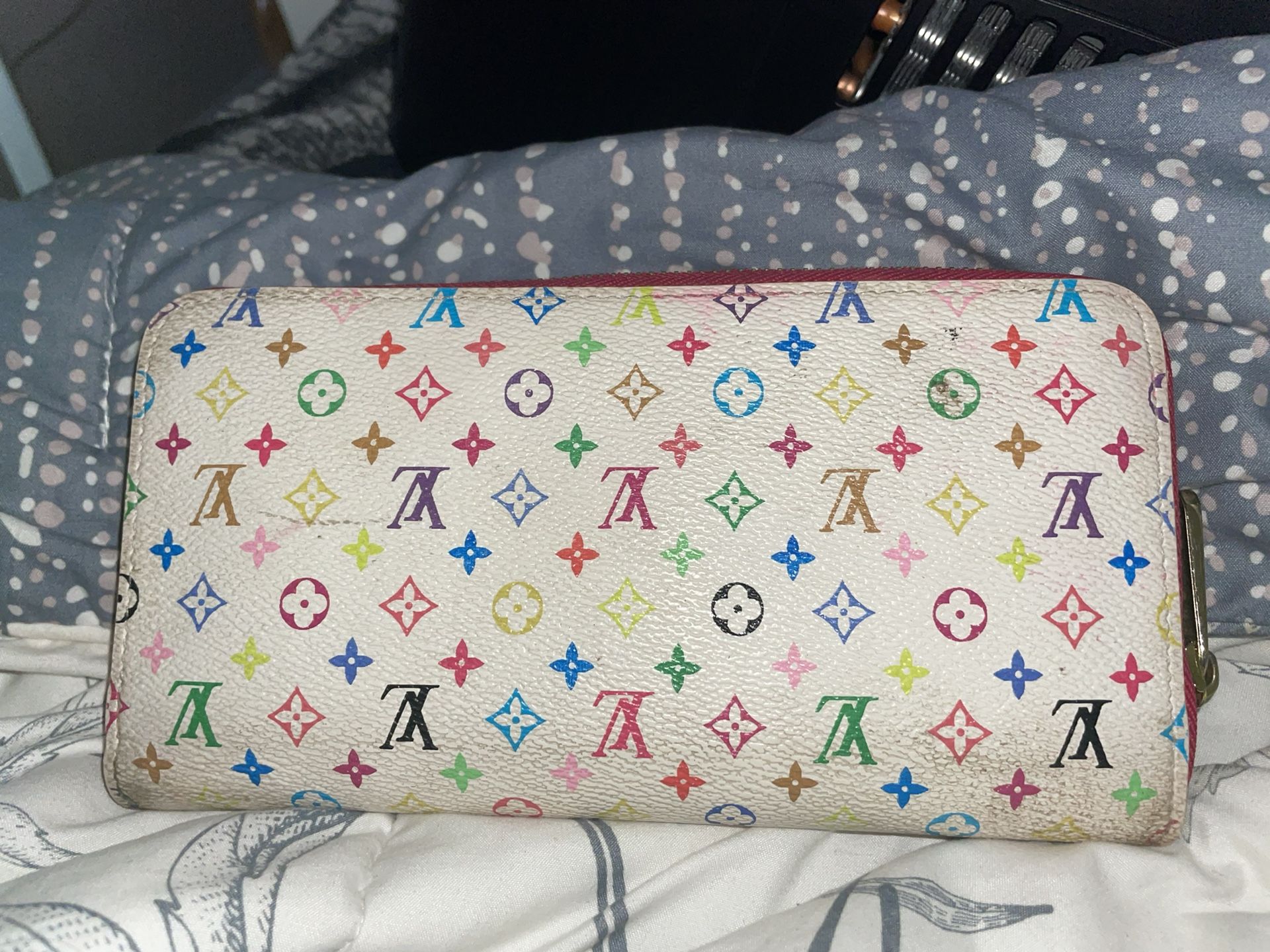 LOUIS VUITTON zippy Wallet M60241 Monogram Multicolor White LV Round Zipper