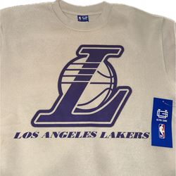 Los Angeles Lakers Ultra Game Tan Pullover Crewneck Sweatshirt Mens Medium New 