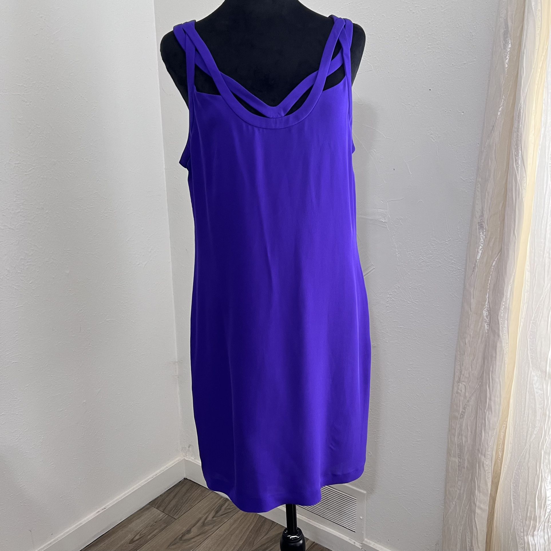 Diane Von Furstenberg Jillian Criss Cross Strap Purple Silk Mini Dress Sz 10