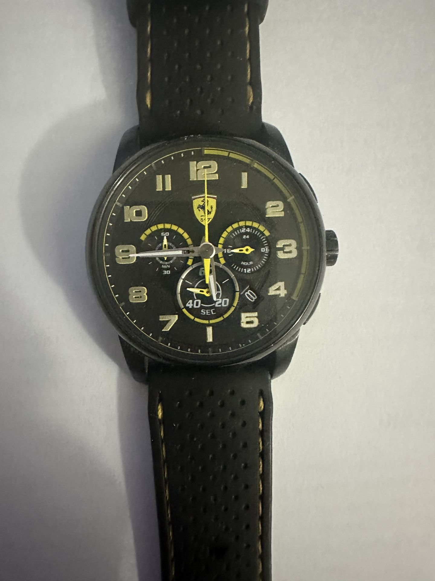 Ferrari Heritage Chronograph Black and Yellow Dial Black Silicone Mens Watch,All Products : American Fashion Style Bags On Sale