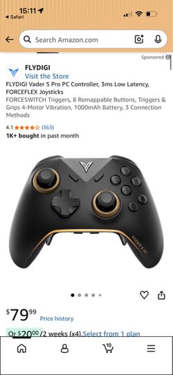 FLYDIGI Vader 5 Pro PC Controller, 3ms Low Latency, FORCEFLEX Joysticks FORCESWITCH Triggers, 8 Remappable Buttons, Triggers & Grips 4-Motor Vibration