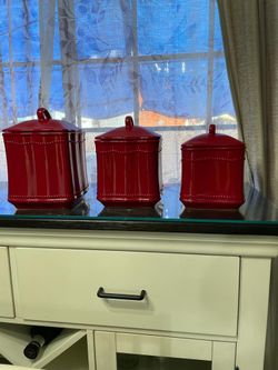 Red Porcelain Cereal Conatiners