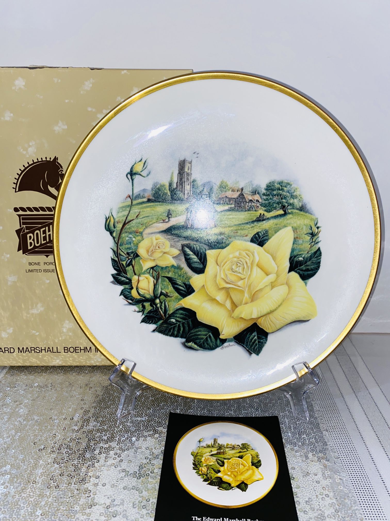 Authentic BOEHM Collectible Roses Of Excellence “Irish Gold” Collectable Plate