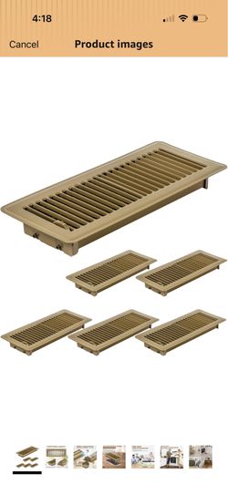 6 Pack 4" x 12" Floor Vent Covers - Heavy Duty Steel Walkable Floor Register - Easy Adjust Air Supply Lever - Vent Covers for Home Floor (Brown, 4x12 
