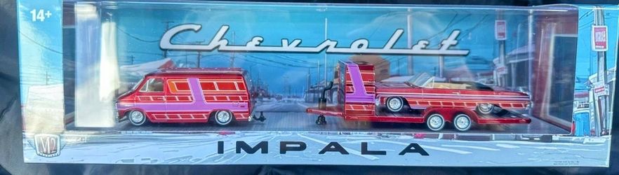 🔥 M2 Machines Chevy Impala Lowrider Set – Van + Trailer – RARE 🔥