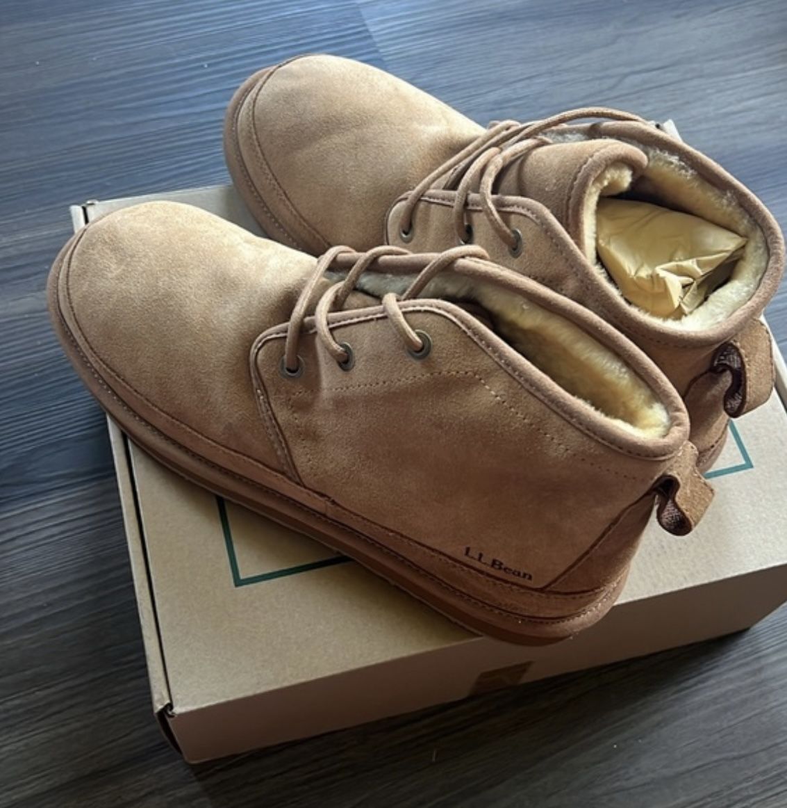 L.L. Bean Men's Tan Suede Boots - Wicked Good Boots 3 Eyes - Size 12 Mens