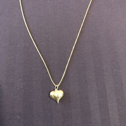 14k Diamond Cut 18 Inch Necklace W/ Heart Pendant