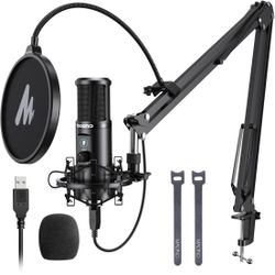 USB Microphone, Professional Condenser Computer PC Mic with One-Touch Mute,