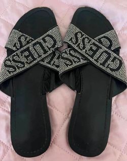 Black Guess slides with silver # 8