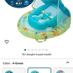 Swimways Infant Spring Float, Baby Pool Float with Canopy & UPF Protection, Swimming Pool Accessories for Kids 3-9 Months