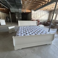 California king size bed with dresser and two nightstands included mattress