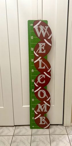 Football WELCOME Porch Sign 48" Tall — Game Day Decor