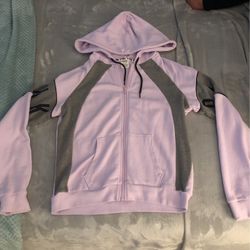 Gray & Lavender Full Zip Hooded Sweatshirt 