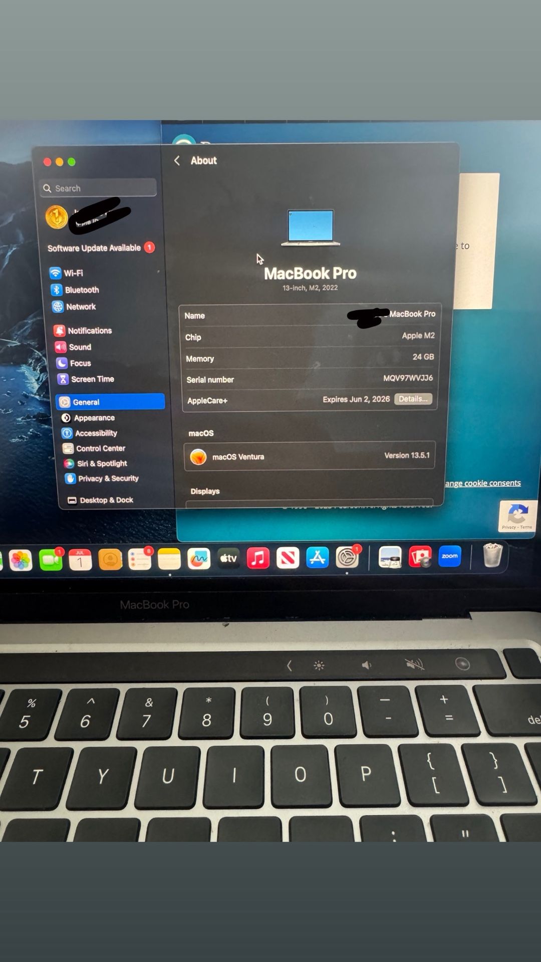 Mac Book Pro With Touch Bar 1TB Storage