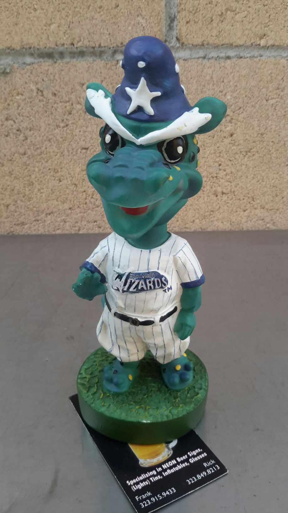 FORT WAYNE WIZARDS DINGER MASCOT. ( ALSO PLENTY OF NEON SIGNS / LIGHTS AVAILABLE FOR SALE ). DODGERS BOBBLEHEADS AVAILABLE
