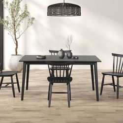5 PIECE DINING TABLE SET MID CENTURY MODERN BLACK SPINDLE KITCHEN DINETTE COMEDOR MESA SILLAS