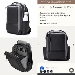 Travelpro® Altitude Slim Expandable Laptop Backpack 20-24L