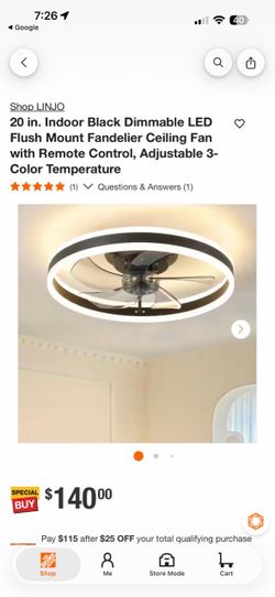 Round ceiling fan and light with remote