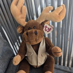 1993 Ty Attic Collection Jointed Montgomery Moose 14" Stuffed Plush Animal Toy