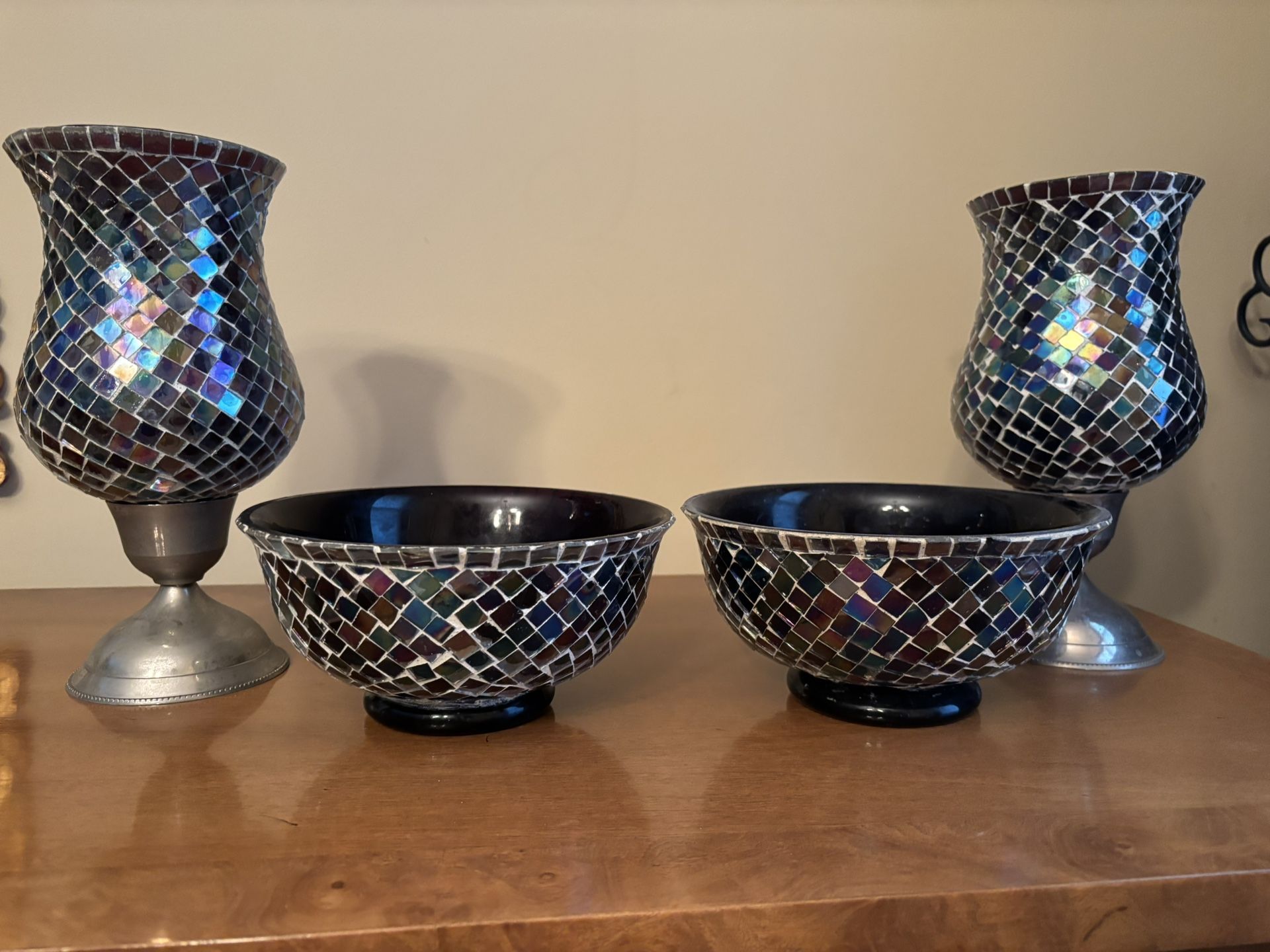 Glass Mosaic Candle Holders