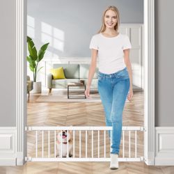 White Metal Pressure Mount Baby Pet Gate