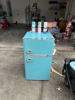 Retro Mini Fridge with Freezer Teal