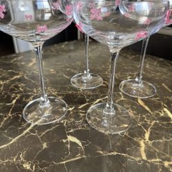 Pink Bow Champagne Glasses 