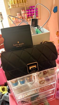Kate Spade Black Quilted Crossbody Bag and Card Holder