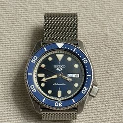 Seiko 5 Sports Blue Dial Automatic Watch Mesh Bracelet