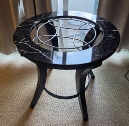 5-Piece Round Glass Kitchen Table & 4 Black Chairs Set - Ready to Sell!