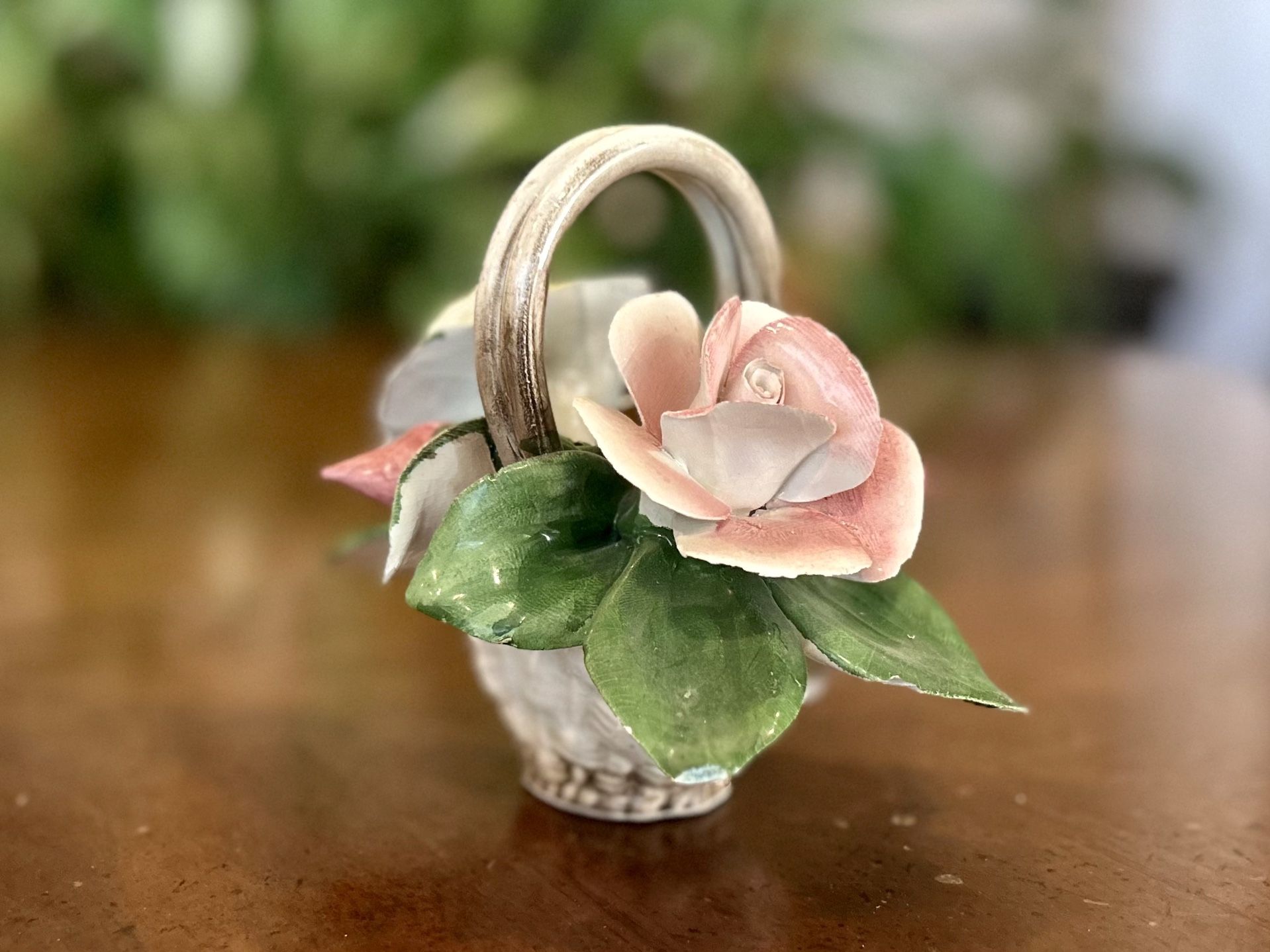 Vintage Capodimonte Porcelain Small Flower Basket