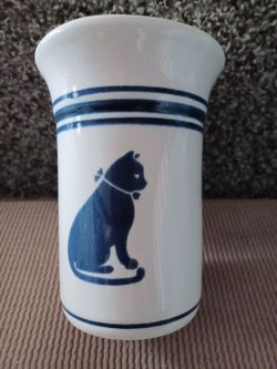 Pfaltzgraff Vintage Country Fair Blue Utensil Crock/Vase