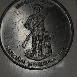 Nickel  Minute Man National Historical Park Souvenir Medal Pewter, 2" diameter