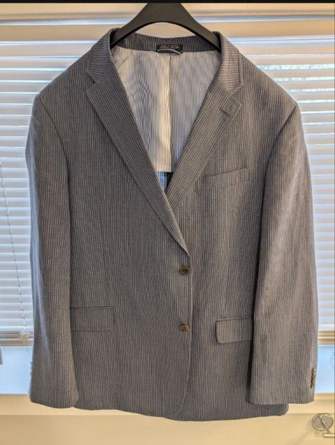 50 R Regular Tommy Hilfiger Sports Coat Suit jacket Blue Gray Striped